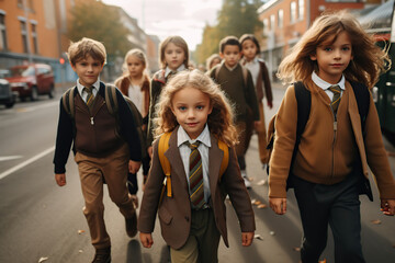 group of students walking to school