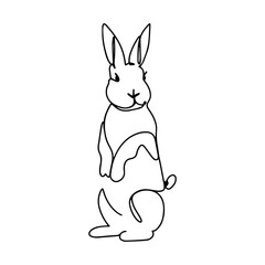 Bunny rabbit line art icon. Abstract outline rabbit. Hand drawn minimalism style