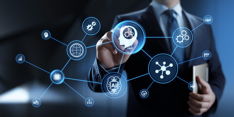 Machine learning Artificial intelligence neural network innovation technology concept.