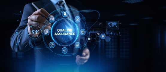 Quality assurance standard control certification technology concept.