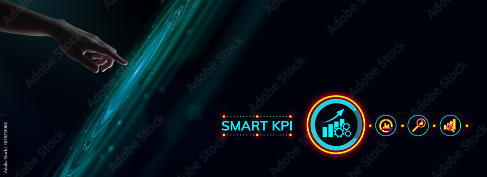 Poster kpi key performance indicator business finance concept on screen.