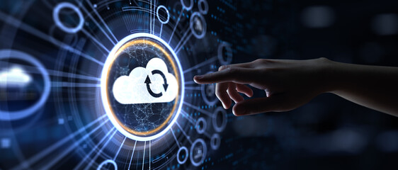 Cloud technology data storage concept on virtual screen.