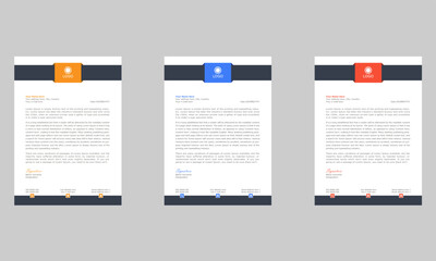 Modern and creative business and corporate letterhead set | Blue, Orange, Red colors