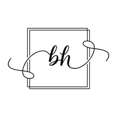 BH Initial handwriting minimalist logo Design
