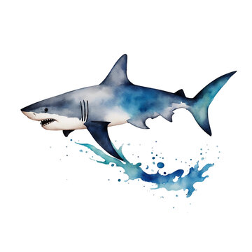 watercolour shark