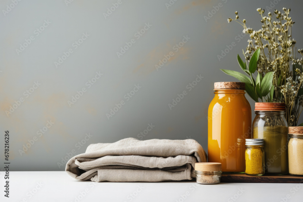 Aufkleber zero waste home essentials background with empty space for text