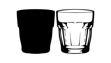 glass tumbler, black isolated silhouette