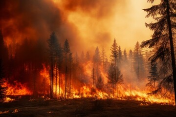 Gorgeous forest fire with blazing logs