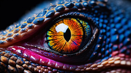 A close up of a colorful lizards