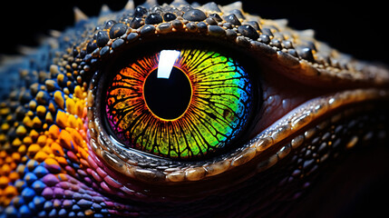 A close up of a colorful lizards