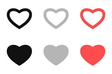 Like and Heart vector icons. Active and Inactive modes.