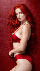 Redhead woman in underwear