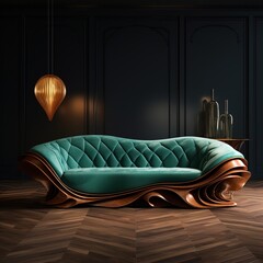 Elegancka szmaragdowa sofa
