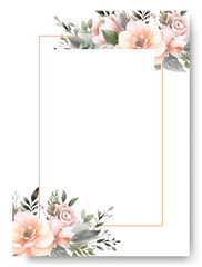 Minimalist wedding card template with nude carnation watercolor