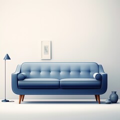 błękitna sofa - obrazy, fototapety, plakaty