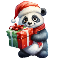 Cute Panda with Christmas Present