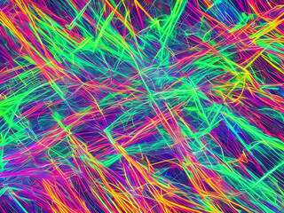 abstract neon background with pink and blue neon lines and reflection on the floor. Generated Ai.
