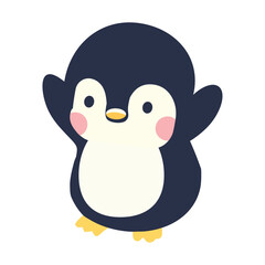 Happy bird penguin cartoon flat