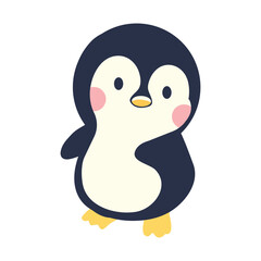 Cute bird penguin cartoon flat