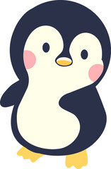 Cute bird penguin cartoon flat