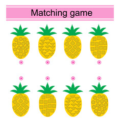 Matching game for kids. Find the correct pattern of a pineapple and match.