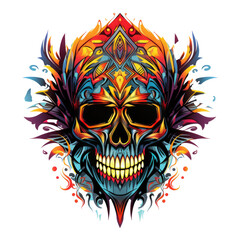 Day of the Dead Skull Mask, Mexican skull head, Colorful skull head mandala arts.