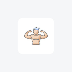 muscle fitness, strength level,   icon  isolated on white background vector illustration Pixel perfect

