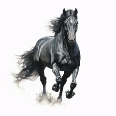 Obraz na płótnie Canvas a black horse watercolours white background