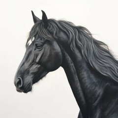Fototapeta premium a black horse watercolours white background