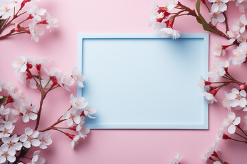 pink cherry blossom with blanck page