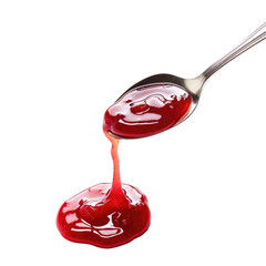 PNG lingonberry sauce on a spoon  isolated on white background