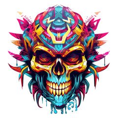 Fototapeta premium Day of the Dead Skull Mask, Colorful skull decorated, skull for fashion design, background or tattoo