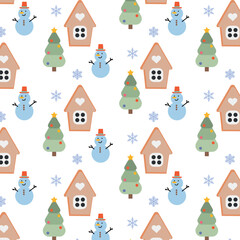 Fototapeta na wymiar Seamless New Year s background, pattern with Christmas elements. Hand drawing.