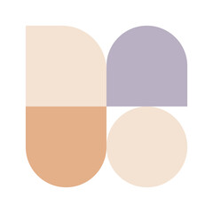 Trendy bauhaus pattern poster. Vector abstract geometric color shapes in beige and red pastel colors. Simple neo modern design elements. Fashion retro print for greeting card, web design