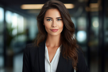 Fototapeta premium Generative AI picture portrait of amazing gorgeous office worker young woman