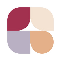 Trendy bauhaus pattern poster. Vector abstract geometric color shapes in beige and red pastel colors. Simple neo modern design elements. Fashion retro print for greeting card, web design