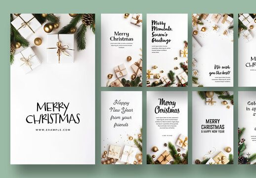 Big Set of Christmas Social Media Story Layouts With Festive Backgrounds and Generative ai
