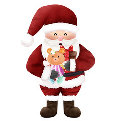 santa, christmas, claus, holiday, santa claus, hat, winter, xmas, gift, beard, decoration, happy, celebration, toy, season, isolated, snow, december, present, illustration, cute, red, new year, year, 