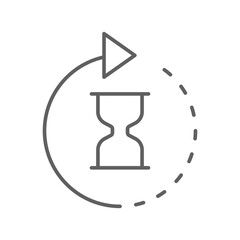 Anti aging hourglass icon. Simple outline style. Waiting slow time, anti old, clock, sandglass with round arrow, timer concept. Thin line symbol. Vector illustration isolated. Editable stroke.