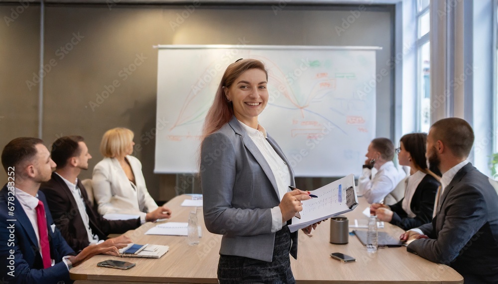 Wall mural business team working together in office