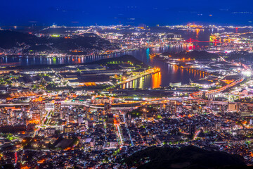 福岡県　北九州市　皿倉山からの夜景 - obrazy, fototapety, plakaty