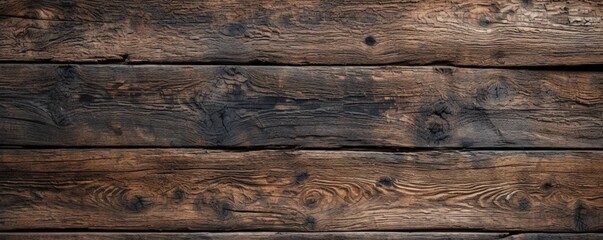 A close-up shot of a weathered wooden floor, capturing its rich textures, knots, and grain patterns in high-definition detail.
