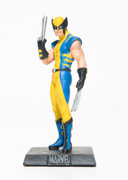 kent, uk 01.01.2023 Marvel eagle moss wolverine die cast metal collectable figure. Marvel super hero and movie memrabillia. marvel super hero comic character