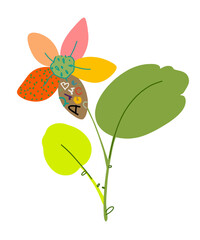 Boho style elements, patchwork, fashionable print with vintage color and textures