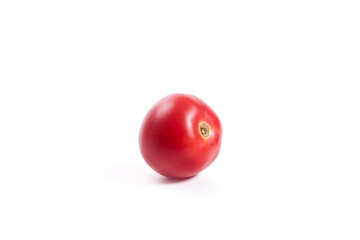 Pink tomato isolated on white background.