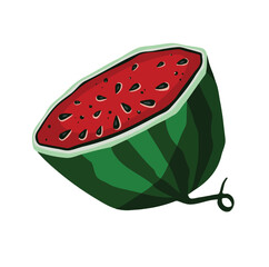 Half of watermelon, hand drawn cut fruit, with transparent background, illustration 10 eps
