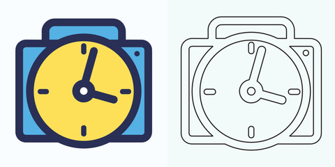 Obraz premium new style Analog clock flat vector icon. Symbol of time management, chronometer with hour, minute, and second arrow. Simple illustration isolated on a white background.