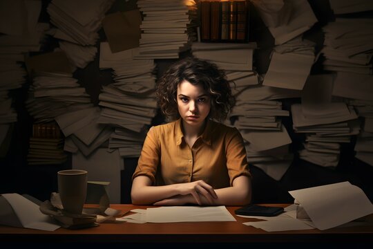 Professional Fatigue: Stressed Woman Grappling with Workload