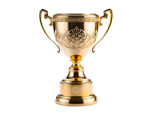 Fototapeta na wymiar Prestigious Gold Trophy Cup, isolated on a transparent or white background