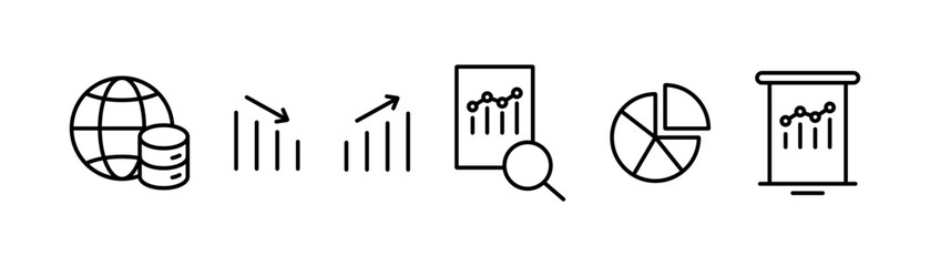 Business data analysis chart icon. Editable stroke vector design.